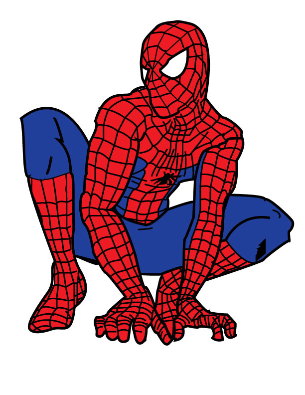 Illustrator Spiderman line art with color